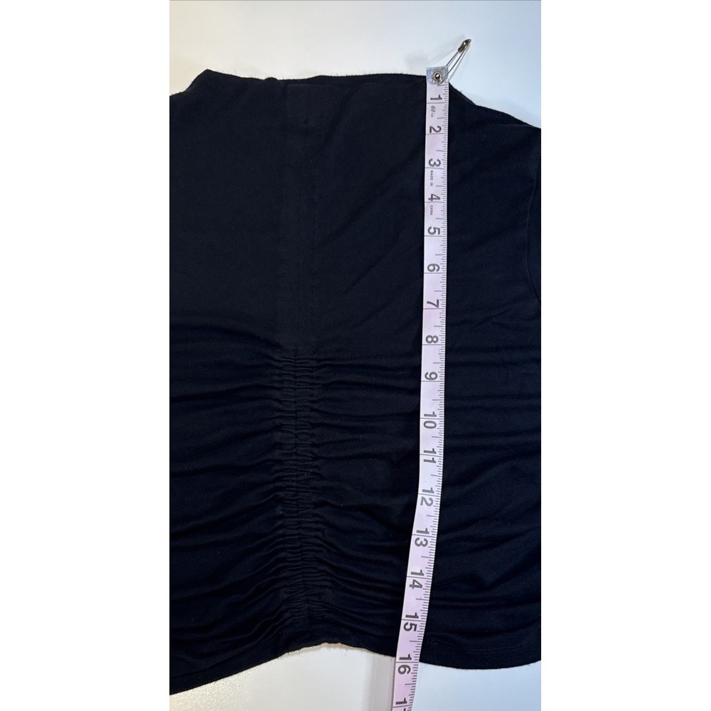 Anthropologie Women's M Black Ruched Long Sleeve Cropped top Stretch Boho - Picture 13 of 16